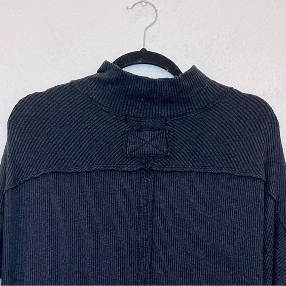 We The Free by Free People Casey Mock Neck Ribbed Tunic in Black size Small - Picture 6 of 14